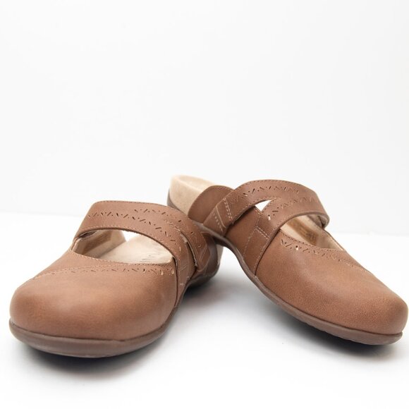 Vionic Twain Mules Cross-Strap Perforated Detail Leather Shoes Brown Size 7 - Picture 1 of 7
